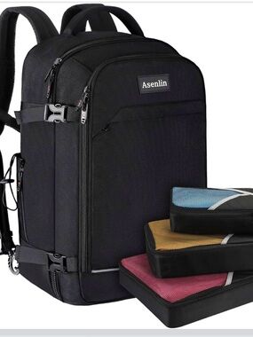 Black Men's Travel Backpack with Packing Cubes